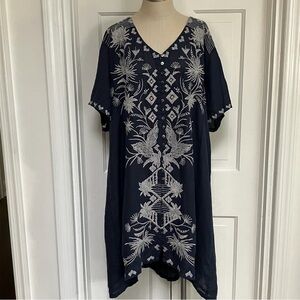 Johnny Was Devere Breezy Dress Navy 3X Plus